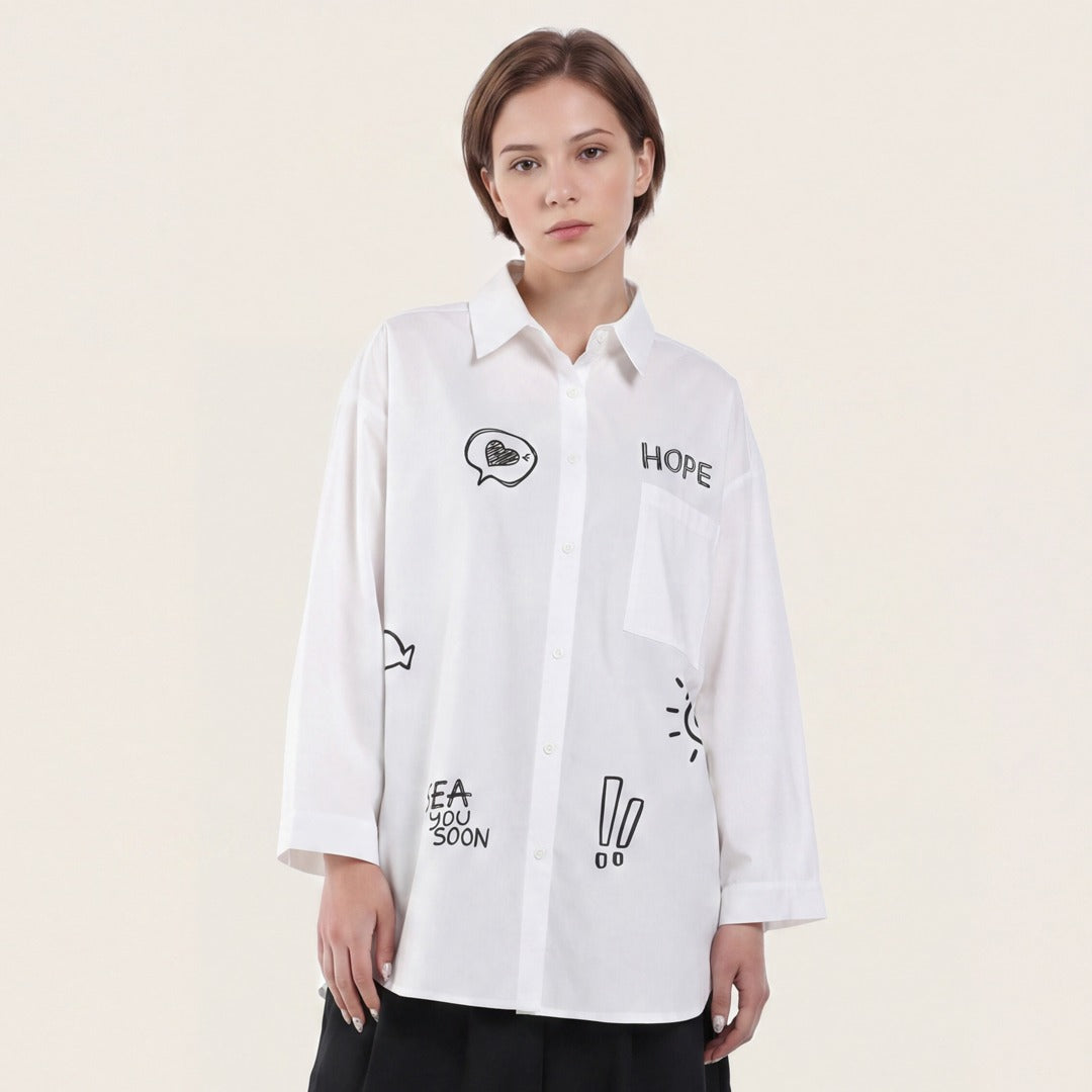 Oversize Panda Printed Shirt