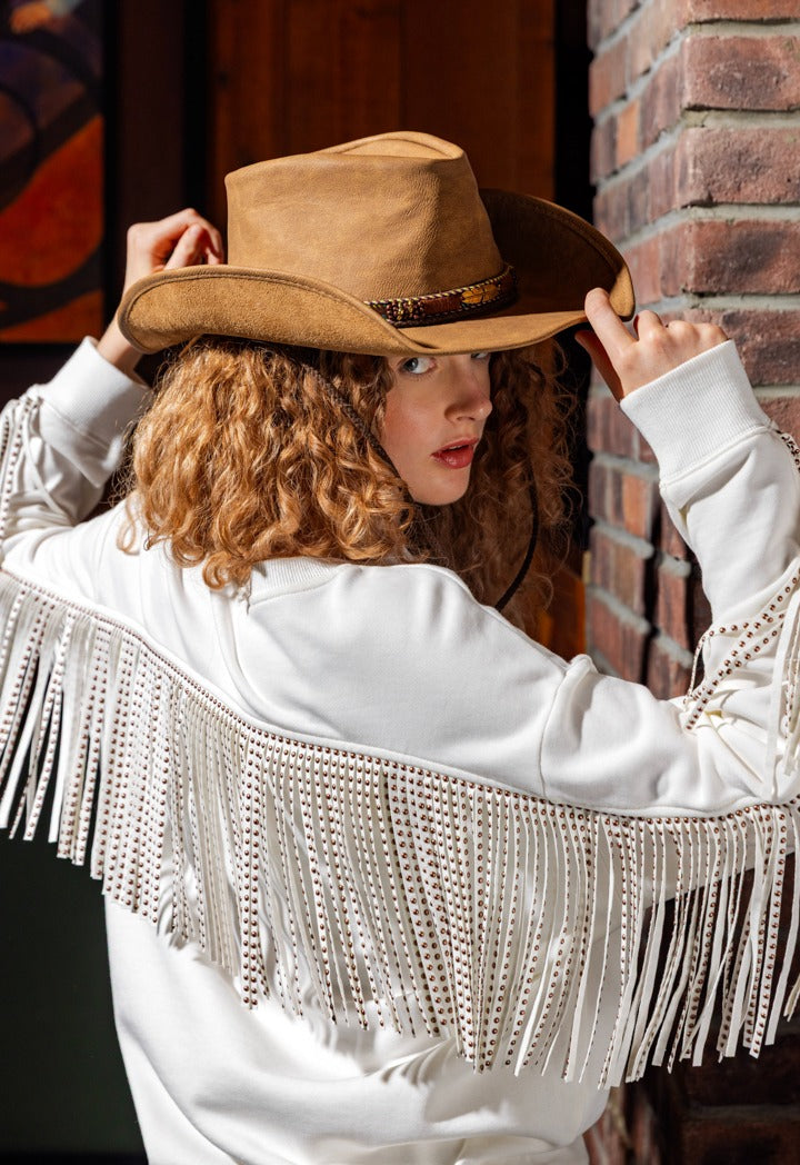 Hope Studded Back Tassels Sweatshirt Off White