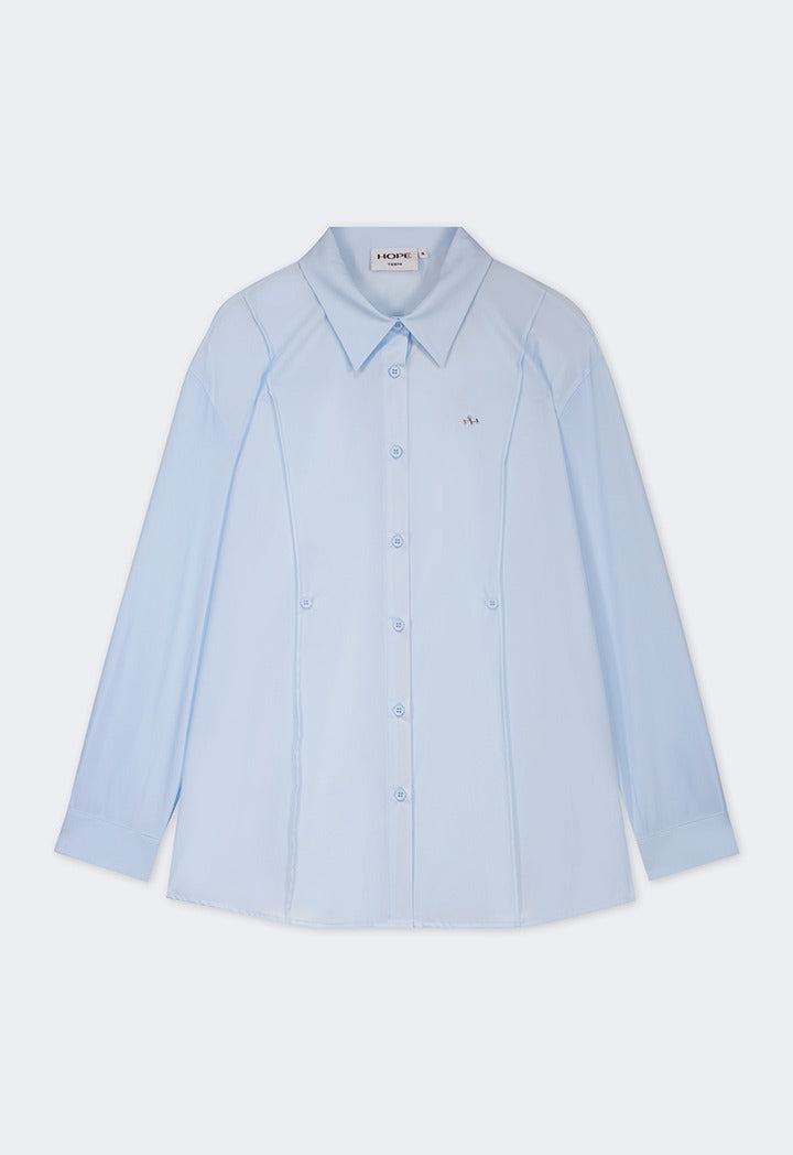 Hope Adjustable Button Waist Shirt Light Blue