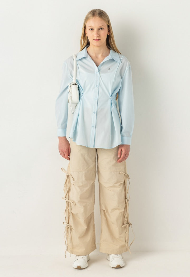 Hope Adjustable Button Waist Shirt Light Blue