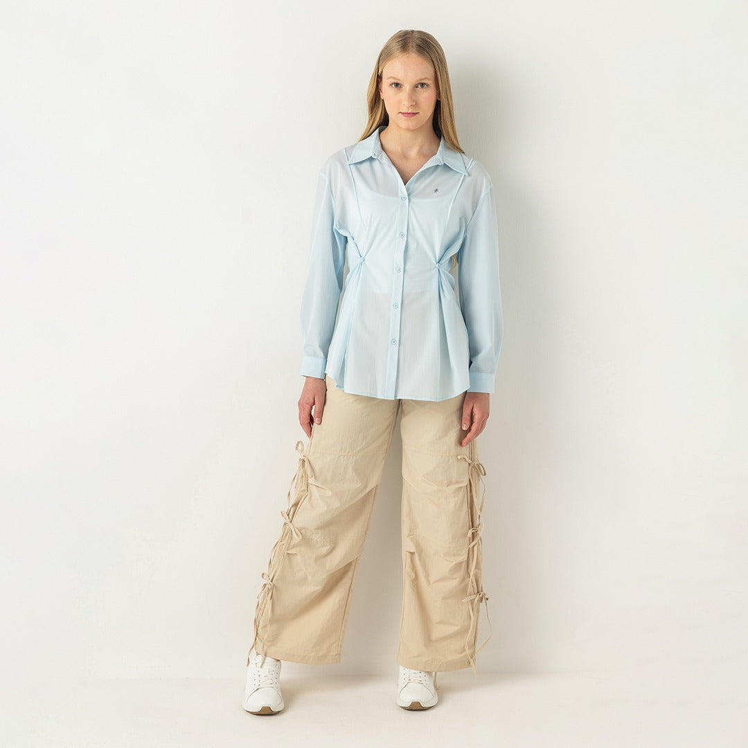 Hope Bow Embellished Cargo Pants Beige