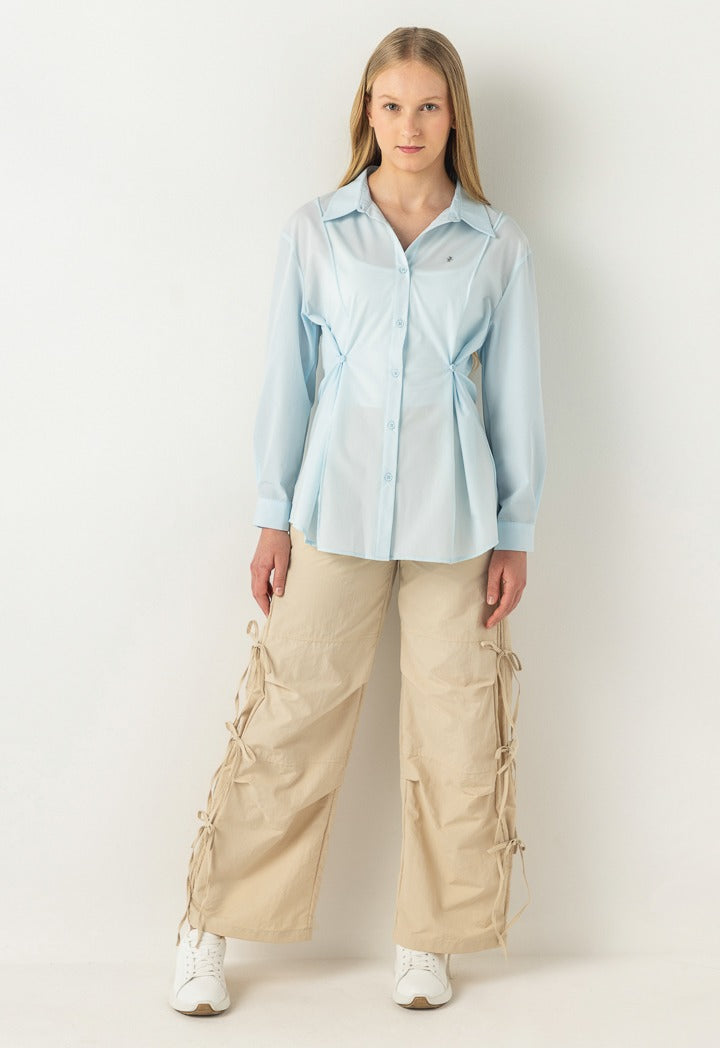 Hope Bow Embellished Cargo Pants Beige