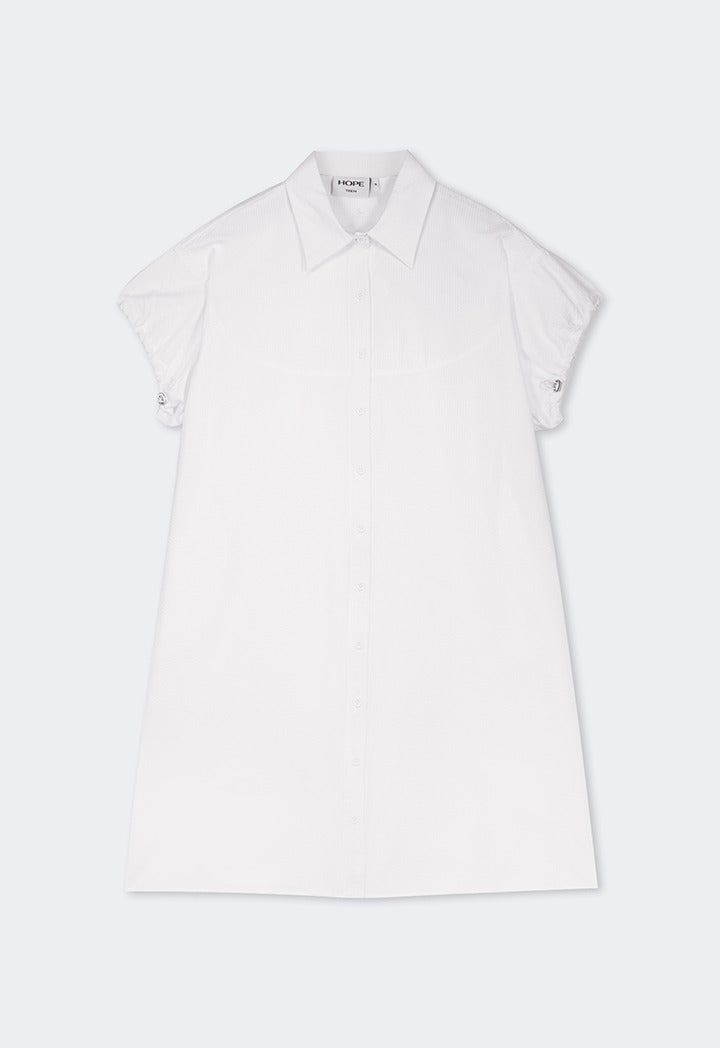 Hope Textured Shirt Dress White