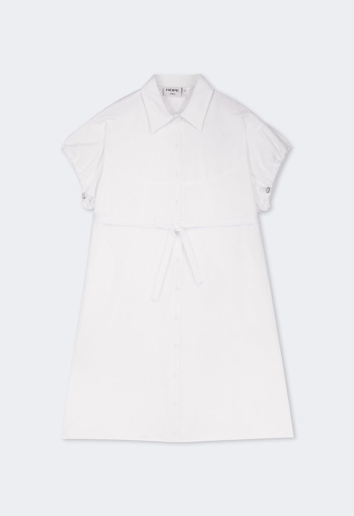 Hope Textured Shirt Dress White
