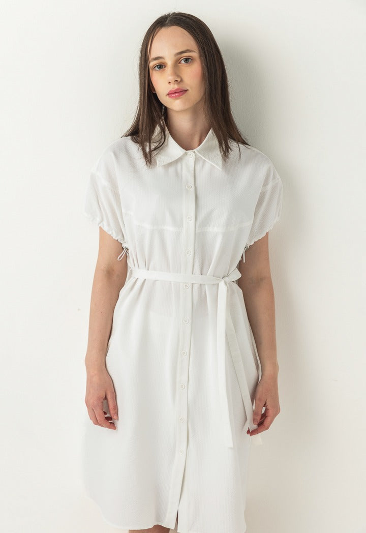 Hope Textured Shirt Dress White