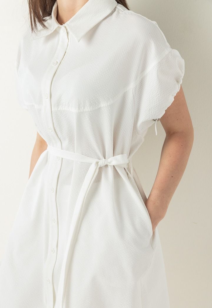 Hope Textured Shirt Dress White