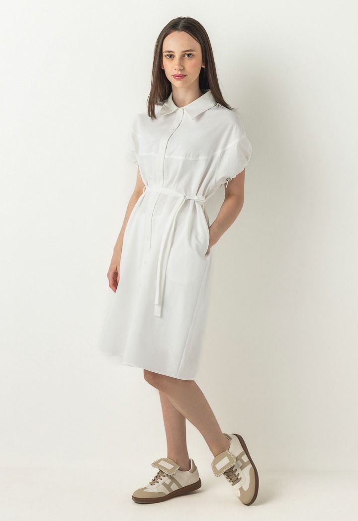 Hope Textured Shirt Dress White
