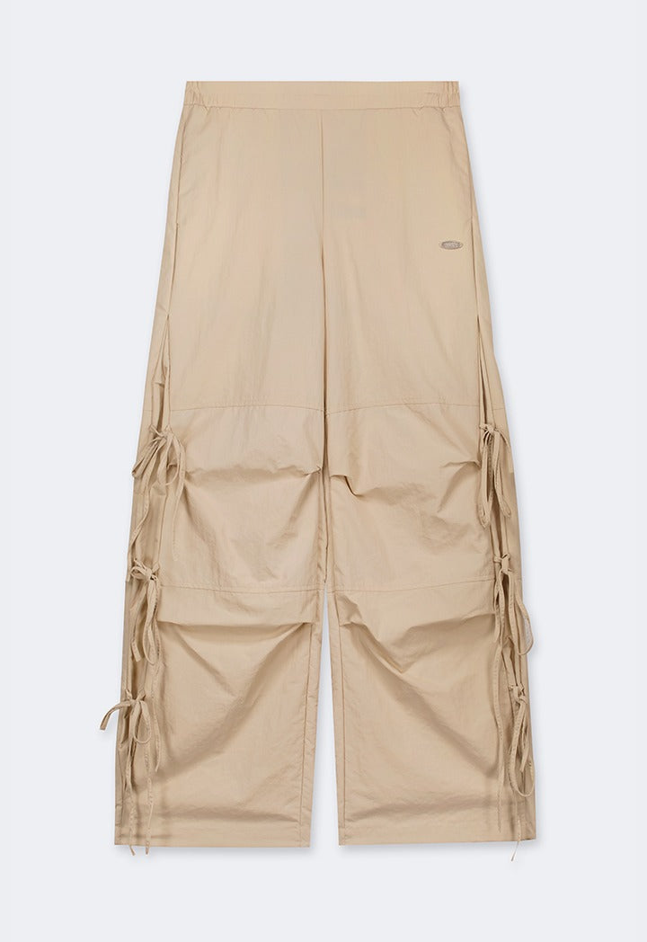 Hope Bow Embellished Cargo Pants Beige