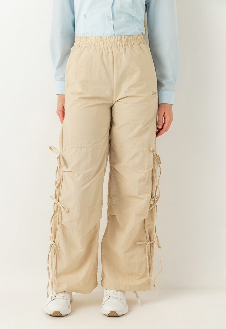 Hope Bow Embellished Cargo Pants Beige
