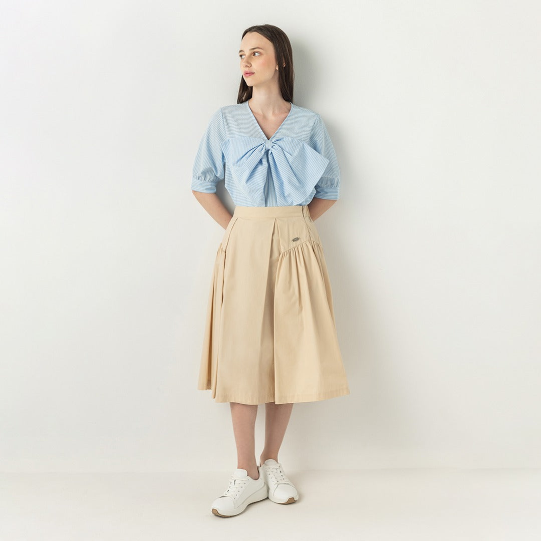 Hope Dramatic Pleats Skirt Beige
