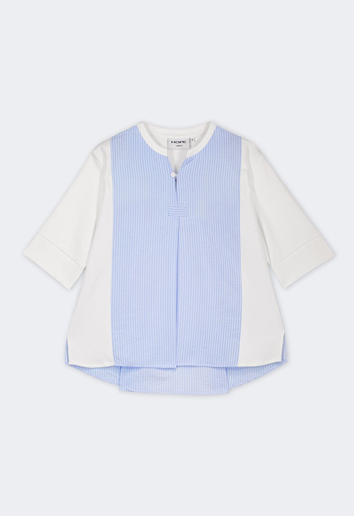 Hope Striped Bodice Blouse Light Blue