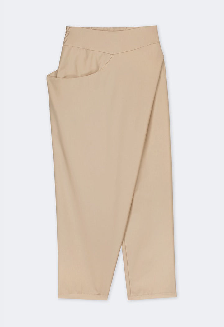 Hope Overlay Elastic Waist Pants Beige