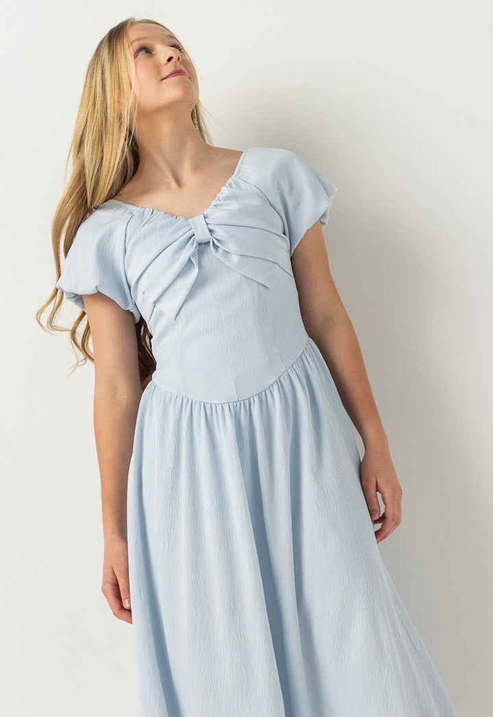 Hope Bow Bodice Dress Light Blue