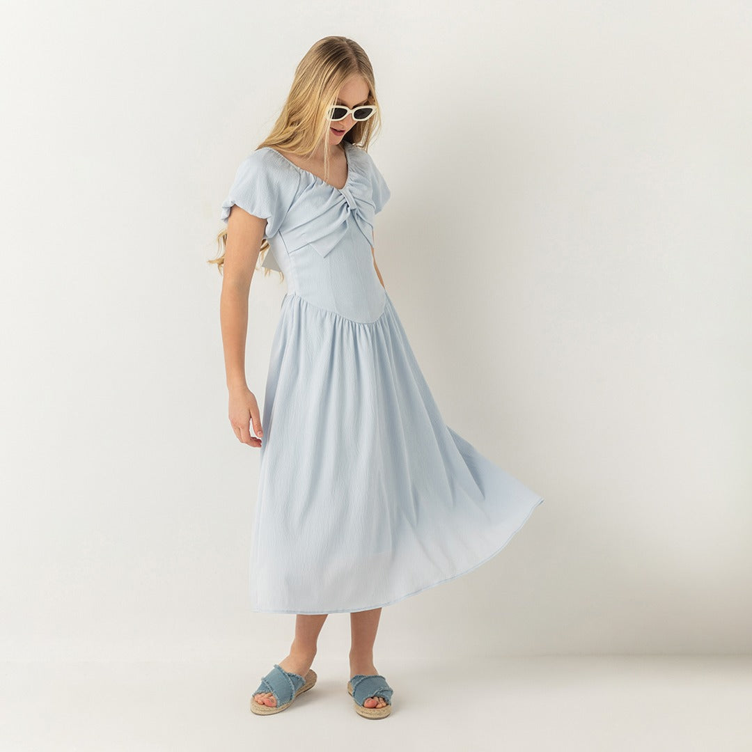 Hope Bow Bodice Dress Light Blue