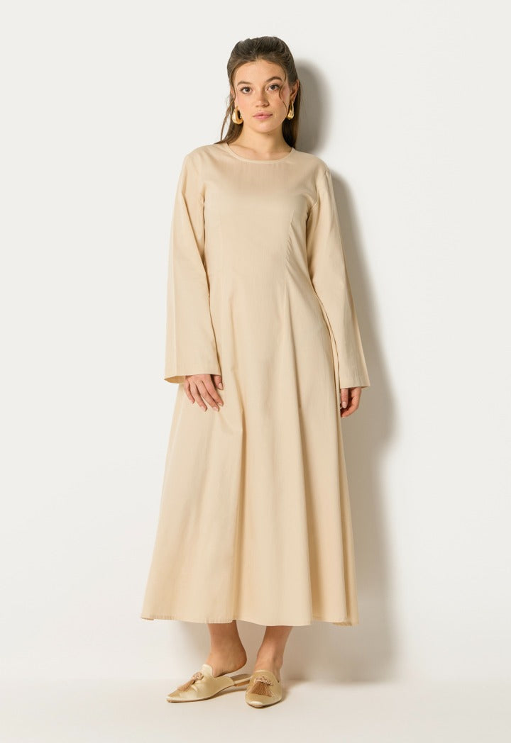 Dress With Sequin Embroidered Shawl(2Pcs) Beige