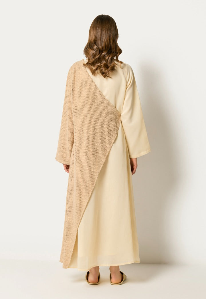 Knitted Overlay Dress Beige