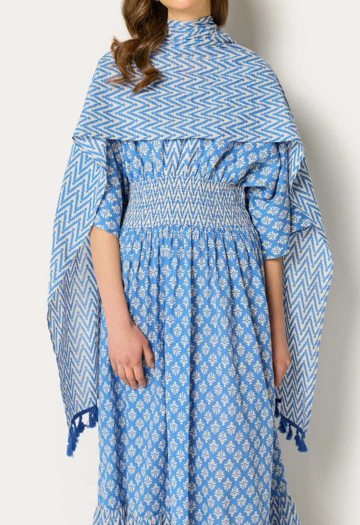 Chevron Printed Scarf Blue