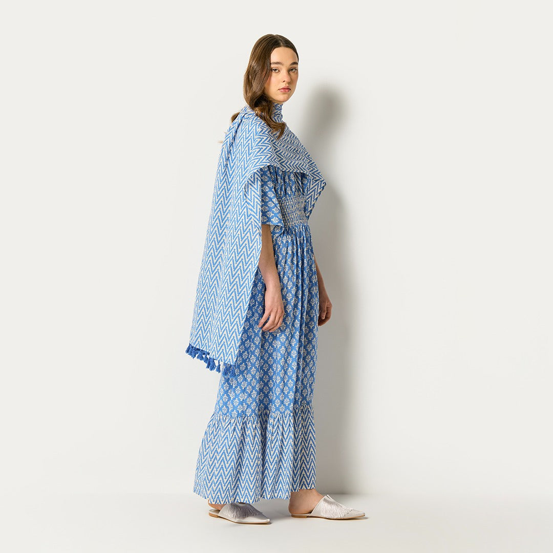 Chevron Printed Scarf Blue