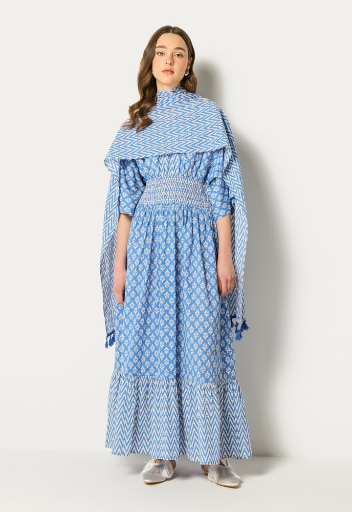 Chevron Printed Scarf Blue