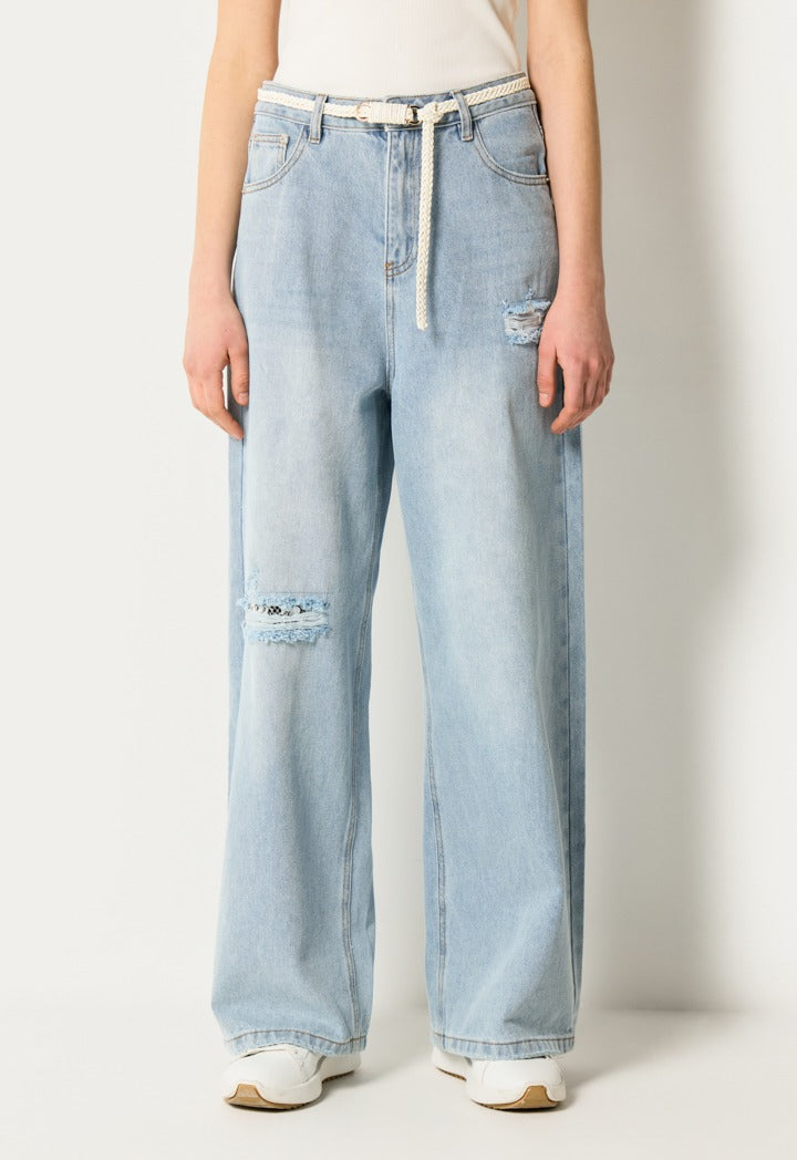 Ripped Wide Leg Jeans