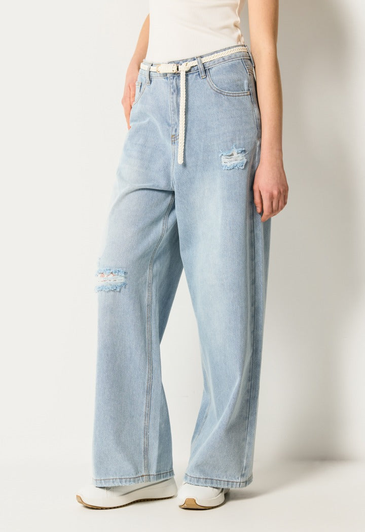 Ripped Wide Leg Jeans