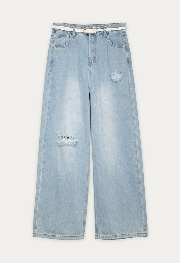 Ripped Wide Leg Jeans