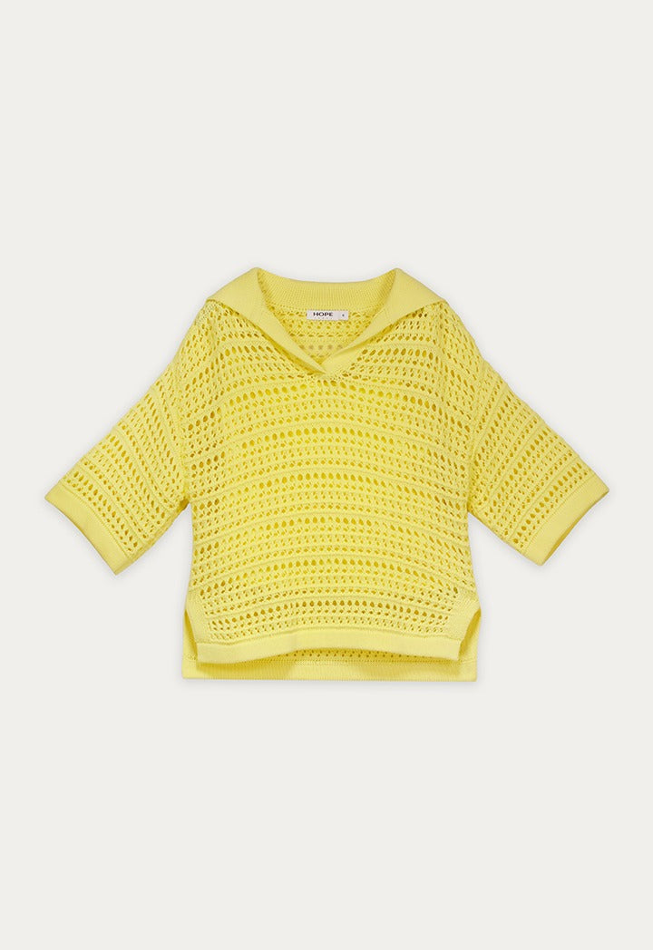 Cutwork Knitted T-Shirt with Inner Top
