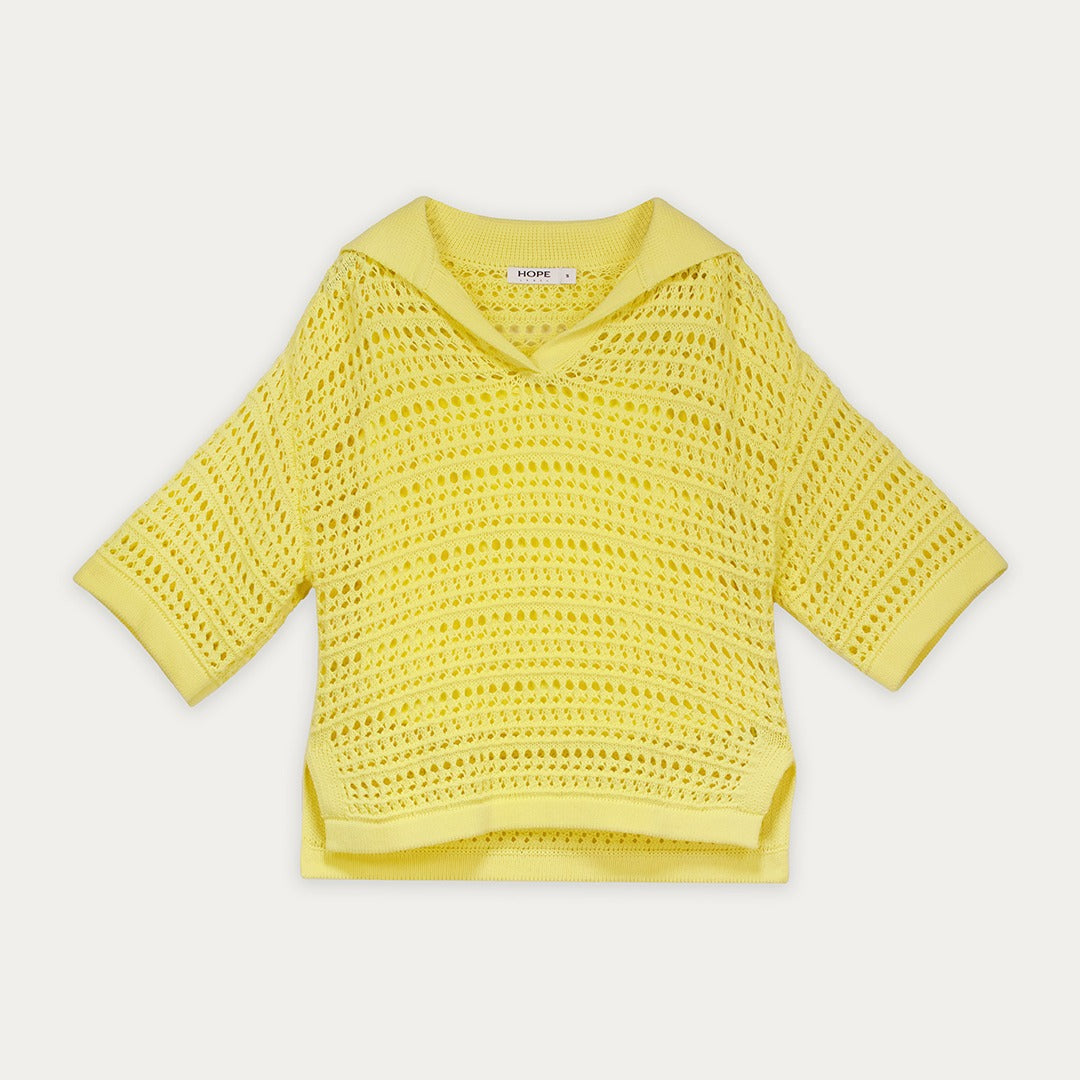 Cutwork Knitted T-Shirt with Inner Top