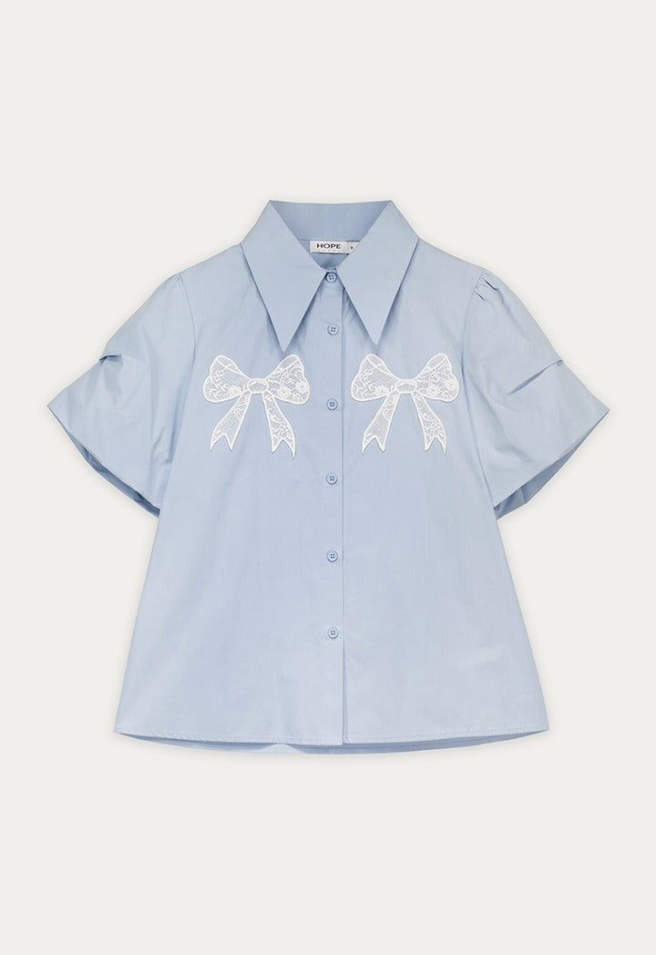 Solid Shirt with Bow Patches