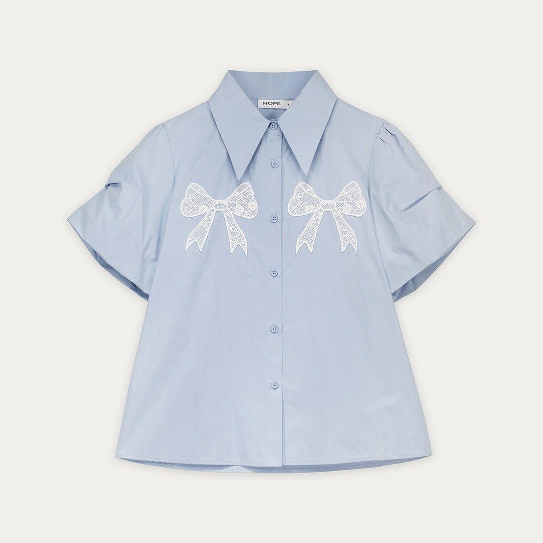 Solid Shirt with Bow Patches