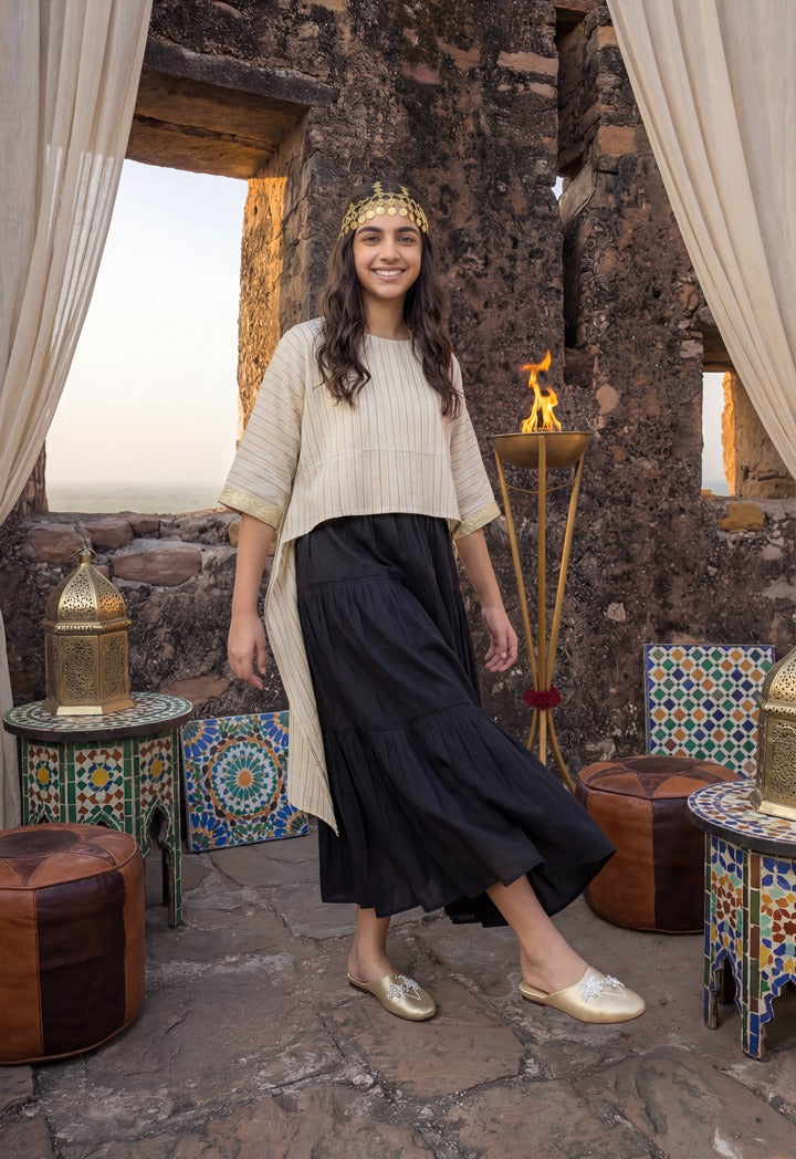 Contrast High Low Dress  Beige