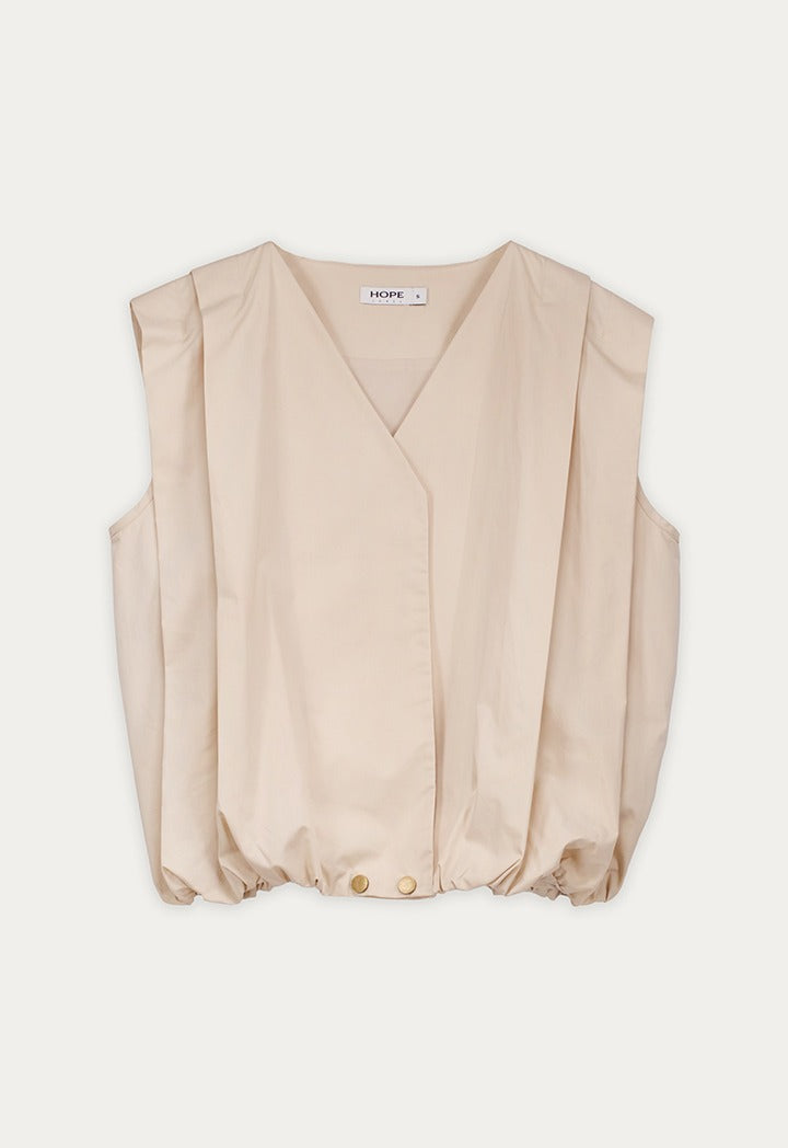Solid Pleated Ruffle Gilet