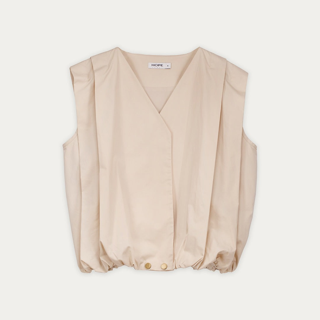 Solid Pleated Ruffle Gilet