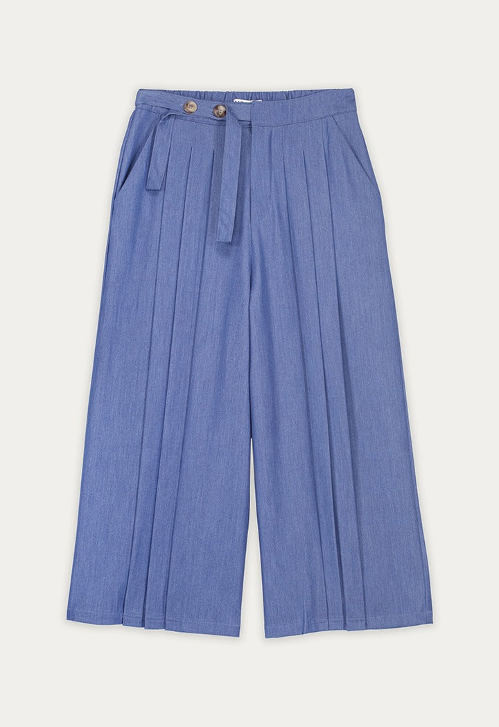 Wide-Leg Pleated Trousers