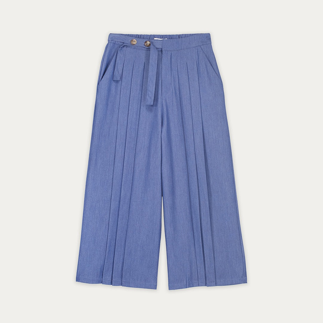 Wide-Leg Pleated Trousers