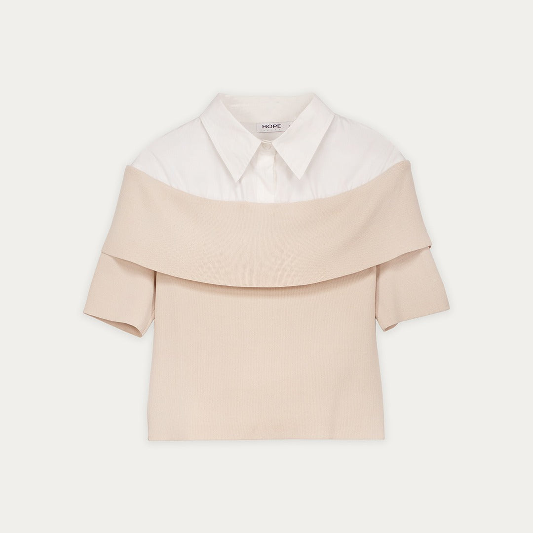 Knitted Blouse with Shirt Details