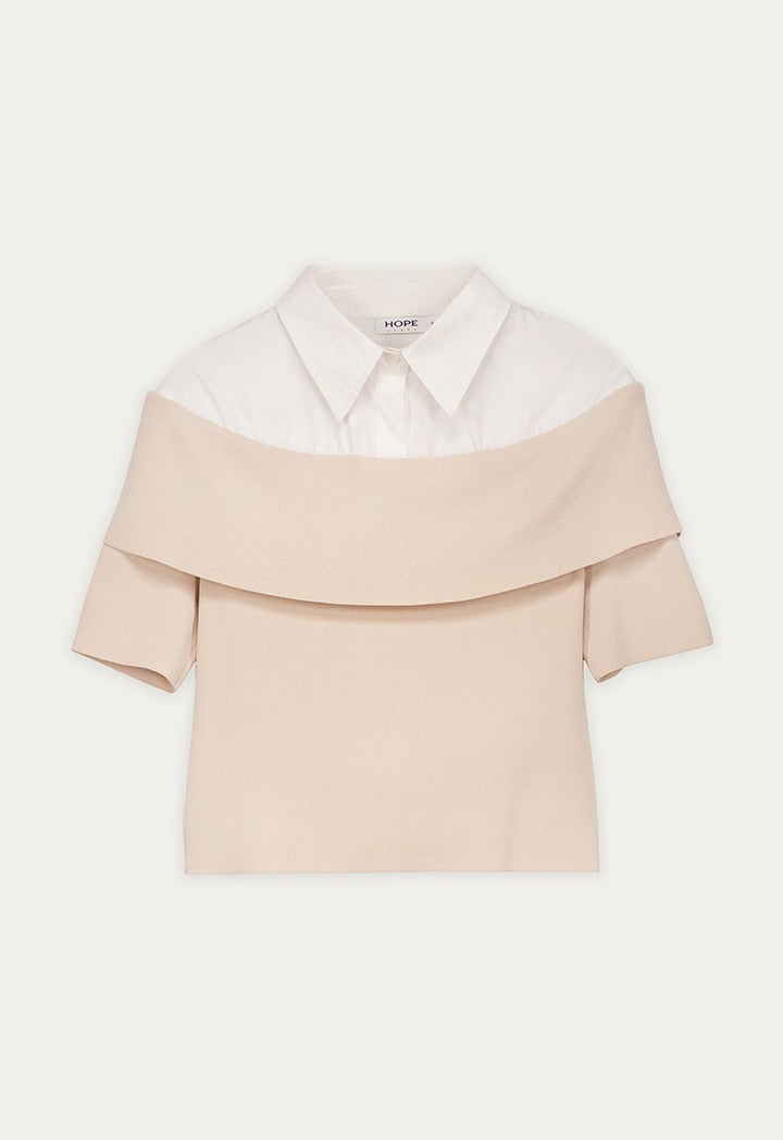 Knitted Blouse with Shirt Details