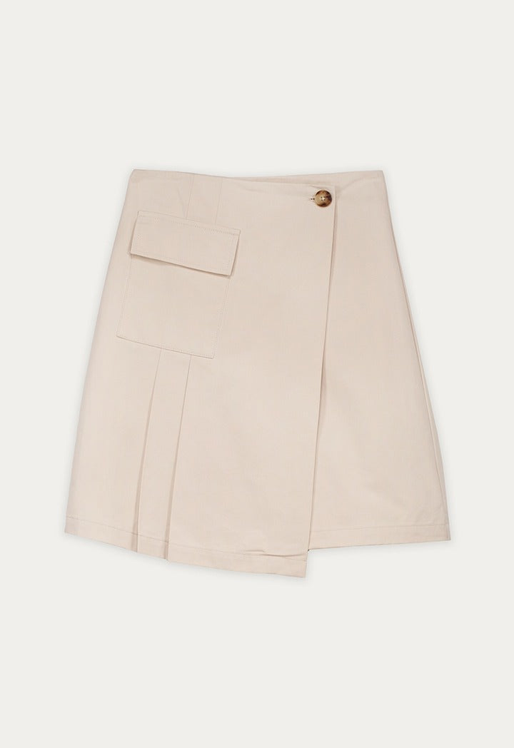 Wrapped Asymmetric Solid Skirt