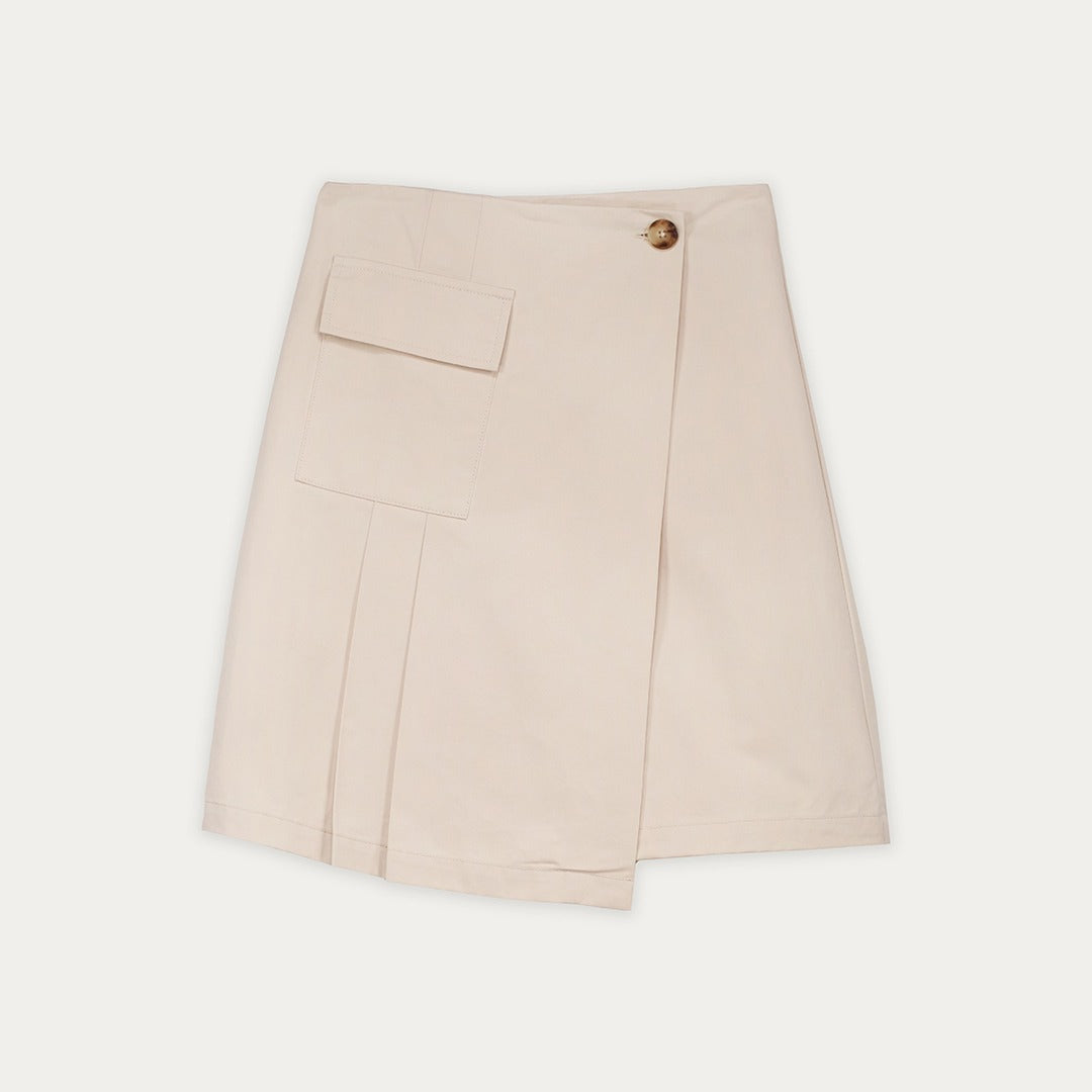 Wrapped Asymmetric Solid Skirt