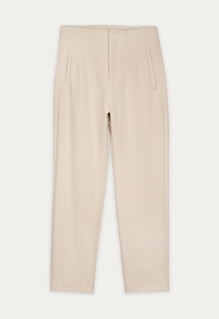 High Waist Straight Leg Solid Trousers