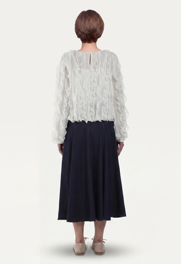 Flared Solid Midi Skirt