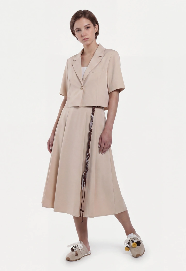 Notched Collar Cropped Blazer