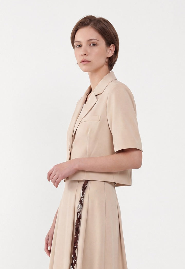 Notched Collar Cropped Blazer