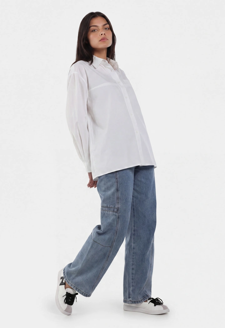 Multi Pockets Wide Leg Jeans Trousers
