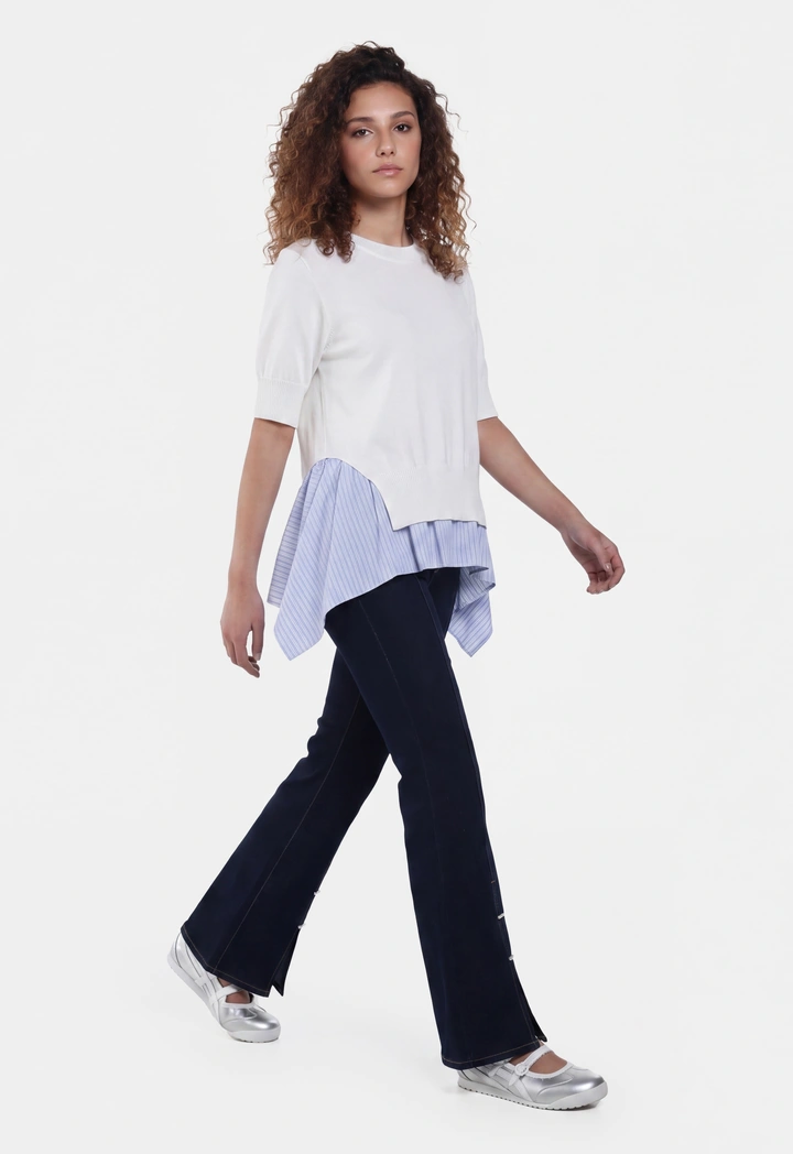 Contrast Asymmetrical Knitted Top