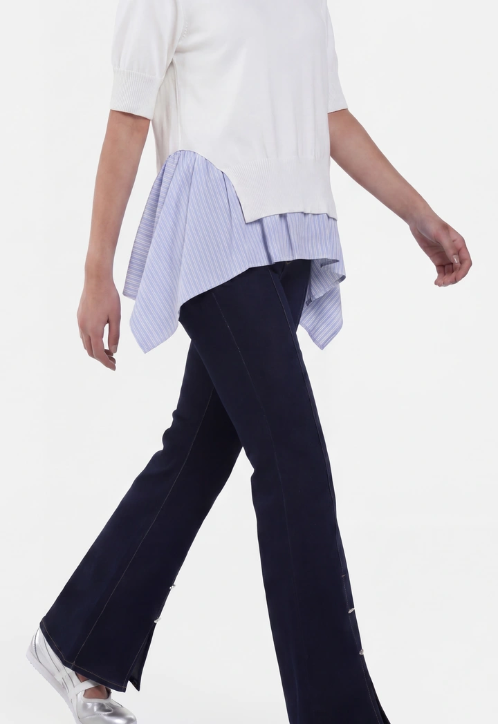Contrast Asymmetrical Knitted Top
