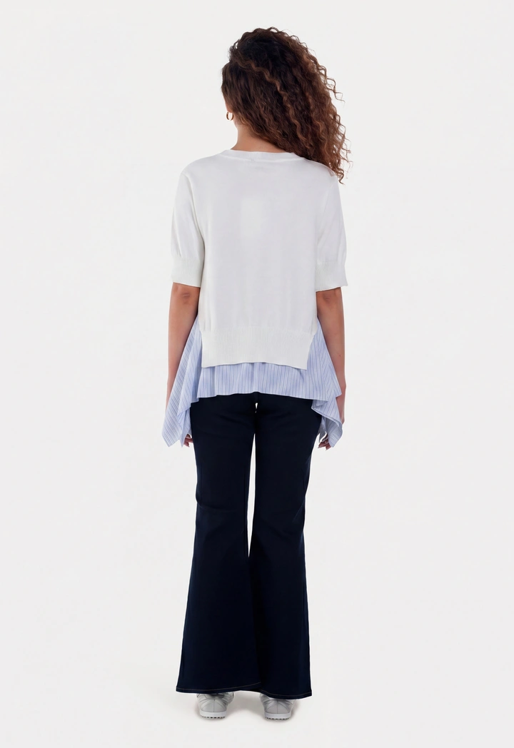 Flare Leg Jeans with Hem Slit