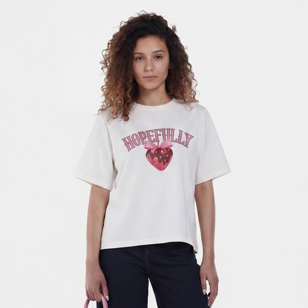Flared T-Shirt with Striped Back Pleats