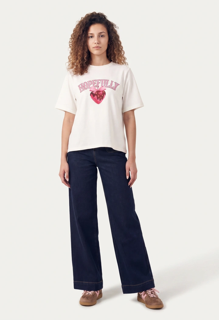 Flared T-Shirt with Striped Back Pleats
