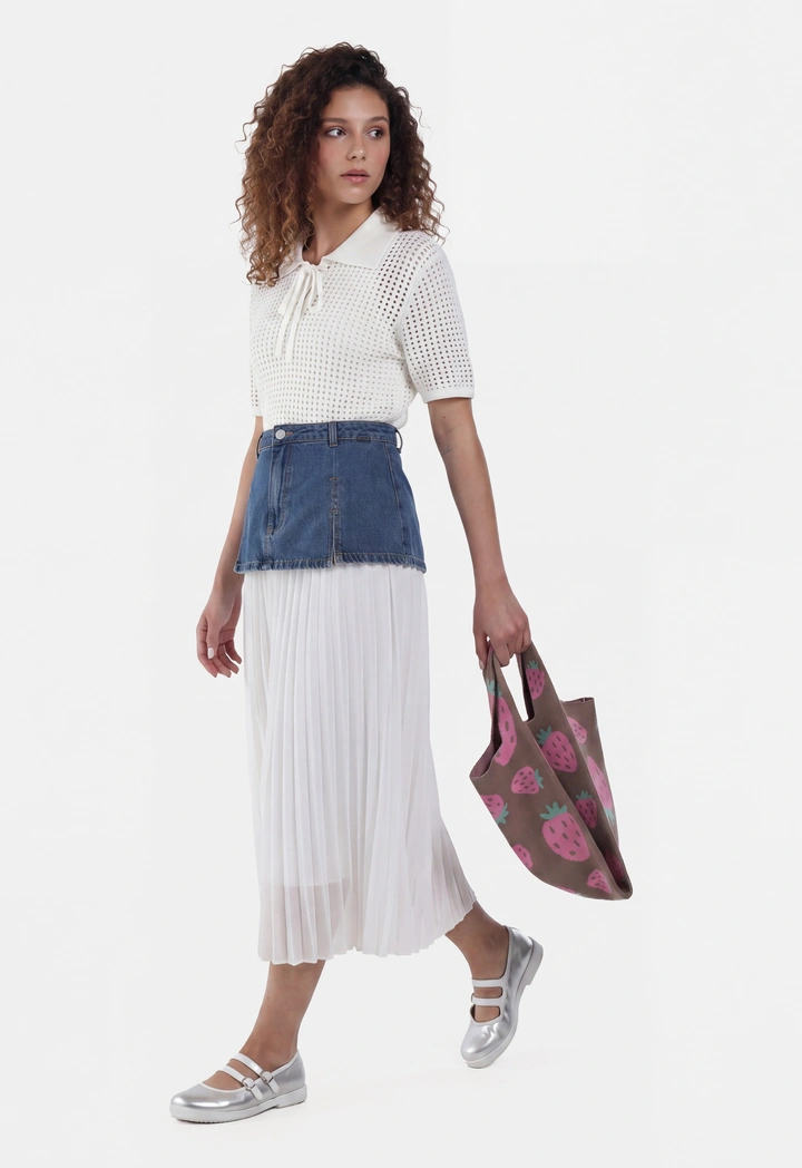 Cutwork Knitted Solid T-Shirt